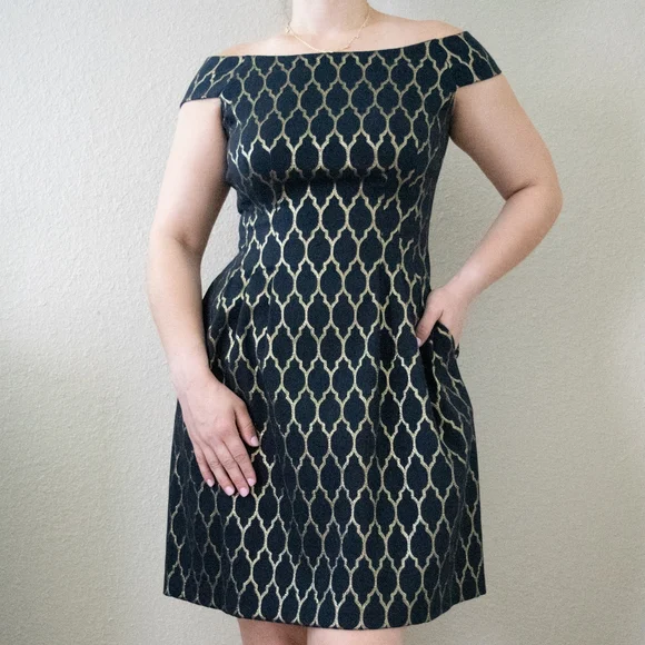 vince camuto black and gold dress Dress Party Midi By Vince Camuto In Gold & Pink, Size: Xs
